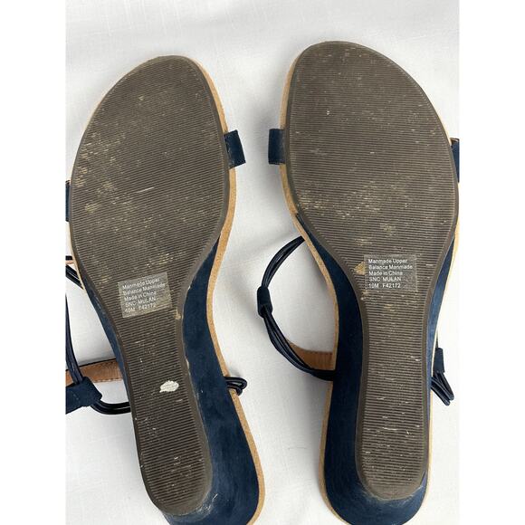 Women's mulan wedge sandals for Macy's size 10M Navy suede worn once - Picture 4 of 5